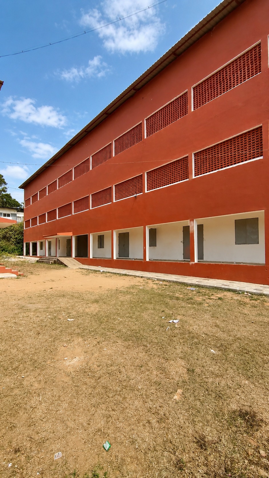 Classroom block — repainted three-storey elevation